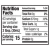 The nutrition facts label for Franks Red Hot Garlic Buffalo Wing Hot Sauce Regular 64 Oz, indicating that one serving contains 15 calories, 870mg of sodium, and 3g of total carbohydrates.