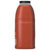 A side view of a large bottle of Franks Red Hot Mango Habanero Wing Hot Sauce Regular 64 Oz, showing the reddish-orange sauce inside the clear container.