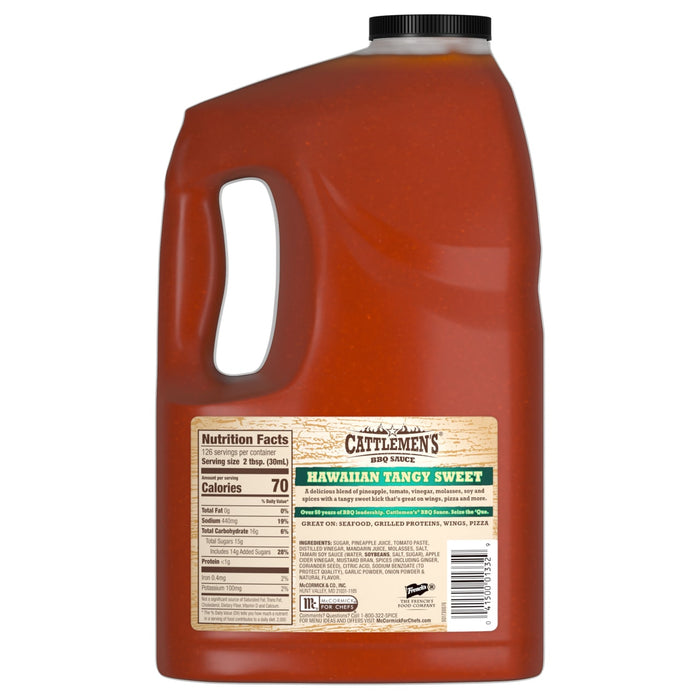 ["A bottle of Cattlemen's Hawaiian Tangy Sweet BBQ Sauce."]