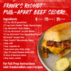 Franks RedHot® Pull-Apart Beef Sliders recipe with ingredients and a picture of the finished product.