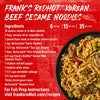 Franks RedHot Korean Beef Sesame Noodles recipe with ingredients and serving information.