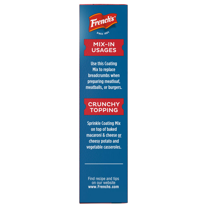 Frenchs Mix-In Usages box shows how to use the product as a coating mix or crunchy topping.