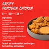 This image shows a recipe for Crispy Popcorn Chicken including ingredients and preparation instructions from Franks RedHot.