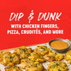 A plate of smashed potatoes with a dipping sauce perfect for dipping and dunking with chicken fingers pizza cruditACs and more.