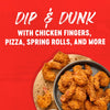 A plate of crispy fried shrimp is featured with the text Dip &amp; Dunk with chicken fingers pizza spring rolls and more.