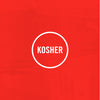 The Kosher logo features the word KOSHER inside a white circle on a red background.