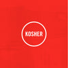 The Kosher logo features the word KOSHER inside a white circle on a red background.