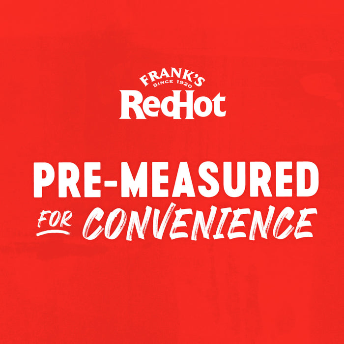 Frank's RedHot promotes its pre-measured hot sauce for convenience.