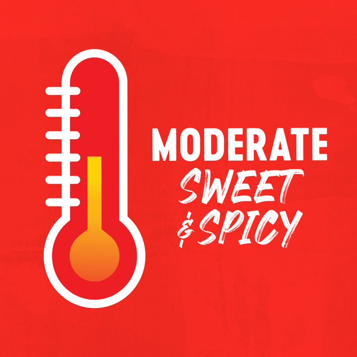 Illustration of a thermometer indicating a moderate level of sweet and spicy flavor.