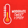 Illustration of a thermometer indicating a moderate level of sweet and spicy flavor.