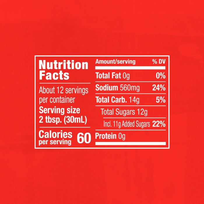 This image shows the nutrition facts label for a product, detailing information such as serving size, calories, total fat, sodium, total carbohydrates, sugars, and protein.