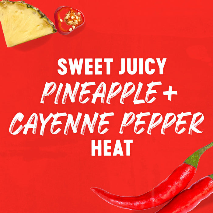 The image highlights the sweet and spicy flavor combination of pineapple and cayenne pepper.