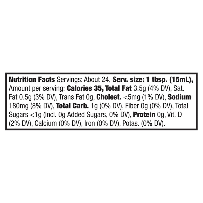 Nutrition facts label showing the nutritional information for a food product.