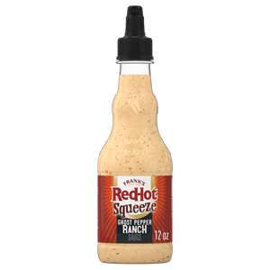A bottle of Frank's RedHot Squeeze Buffalo Ranch Sauce.