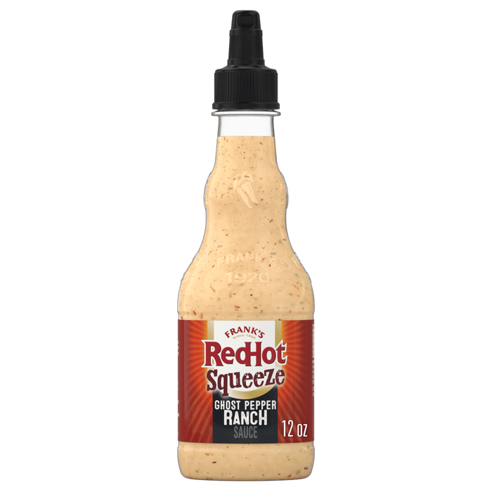 A bottle of Frank's RedHot Squeeze Buffalo Ranch Sauce.