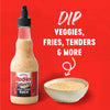 A bottle of Pollo Tropical Superior Garlic Sauce is displayed next to a bowl of the same sauce, suggesting it can be used as a dip for various foods.