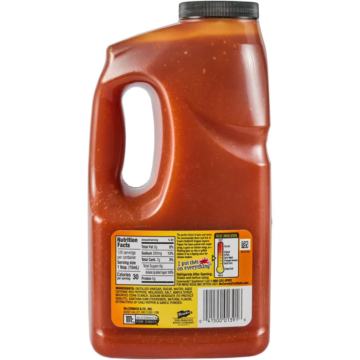A large container of Pace Picante Sauce is shown, highlighting its size and handle for easy pouring.