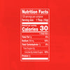 Nutrition facts label showing a serving size of 1 Tbsp (15g) with 30 calories, 290mg of sodium, 7g of total carbohydrates, and 8g of added sugars.
