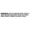 The image shows the ingredient list for a food product, including distilled vinegar, water, sugar, mustard seed, maple syrup, salt, spices, onion powder, turmeric, and natural flavor.