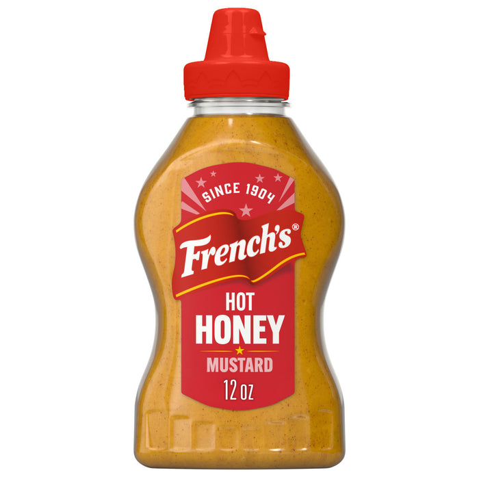 A bottle of French's Hot Honey Mustard.