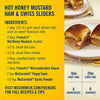 This image shows a recipe for Hot Honey Mustard Ham &amp; Swiss Sliders featuring brands like French's and McCormick's.