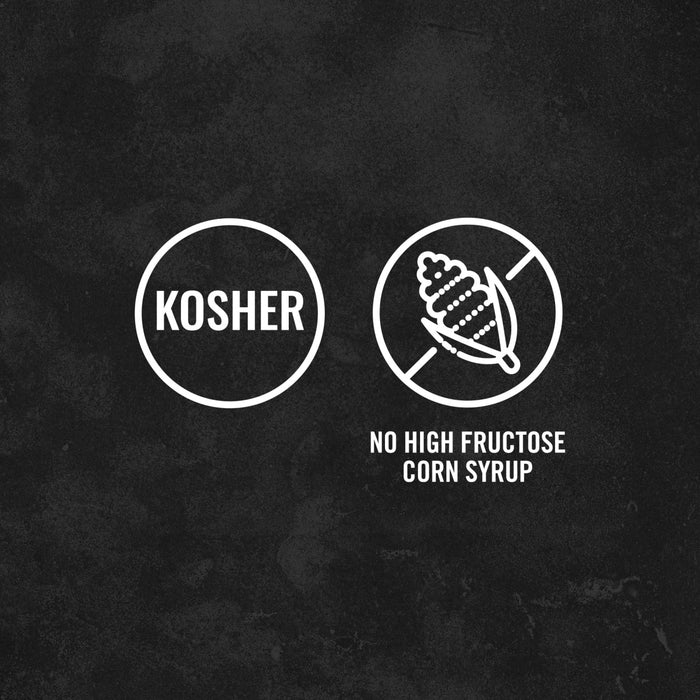 An informational graphic highlights that Cattlemen'S Alabama White Bbq Sauce, 0.5 Gal is Kosher and contains no high fructose corn syrup, as shown by two white icons on a dark background.