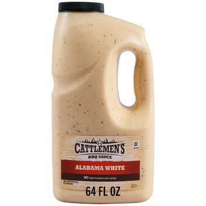 A large jug of Cattlemen'S Alabama White Bbq Sauce, 0.5 Gal, is shown against a white background.