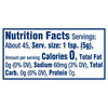 Nutrition facts label showing a serving size of 1 tsp (5g) with 0 calories, 0g total fat, 60mg sodium, 0g total carbohydrate, and 0g protein.