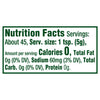 Nutrition facts label showing a serving size of 1 tsp (5g) with 0 calories, 0g total fat, 60mg sodium (3% DV), 0g total carbohydrate, and 0g protein.