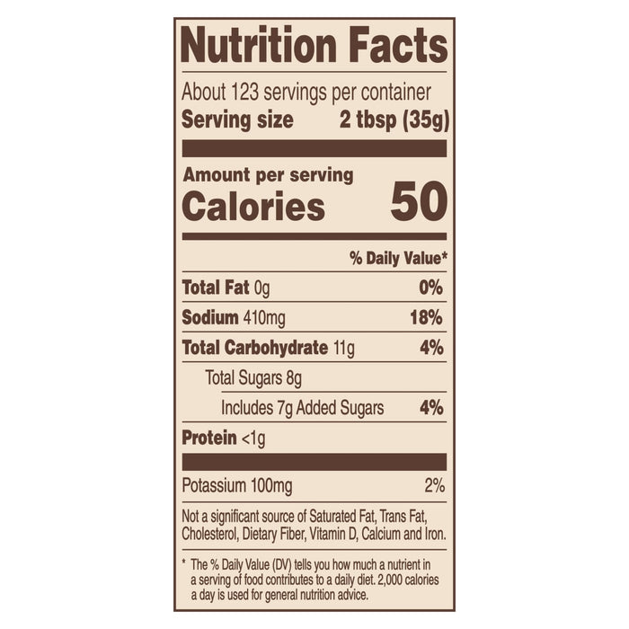 ['Nutrition facts label for a product with 50 calories per serving.']