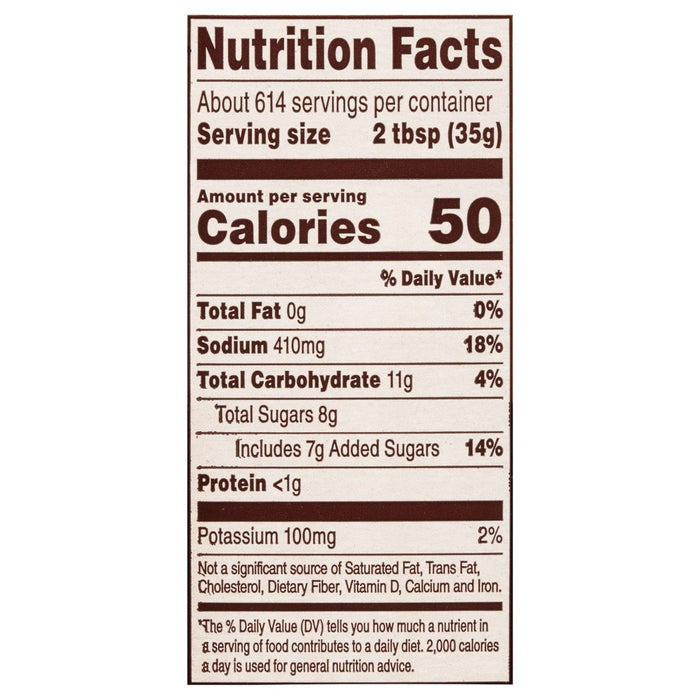 ['Nutrition facts label for a product with 50 calories per serving.']
