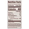 ['Nutrition facts label for a product with 40 calories per serving.']