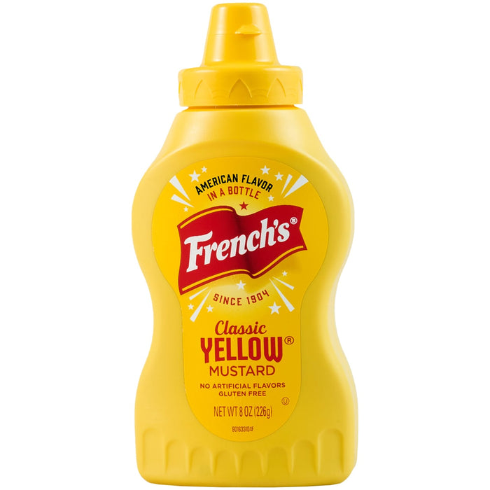 ["A bottle of French's Classic Yellow Mustard."]
