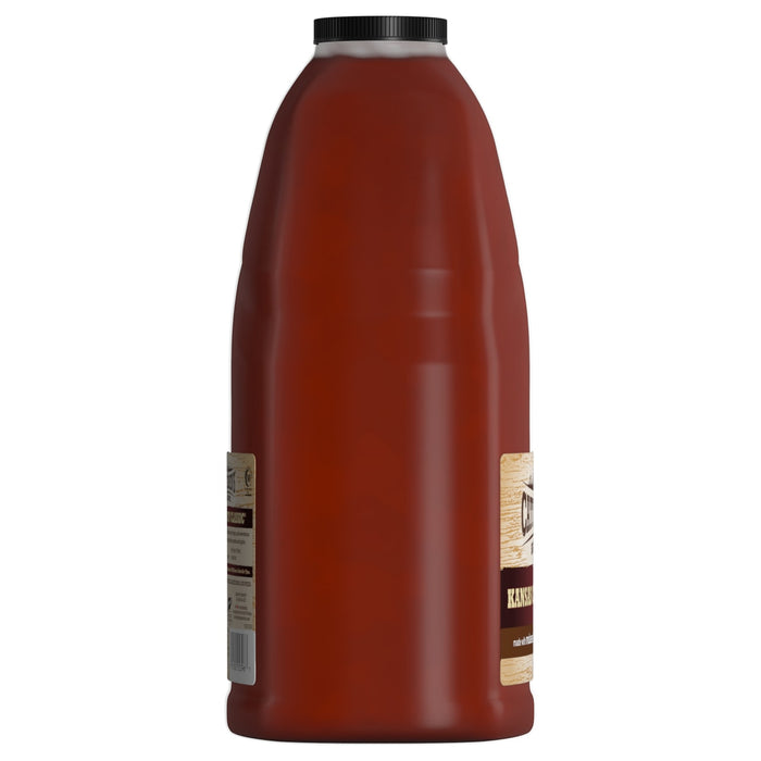 ['A bottle of KC Masterpiece BBQ sauce.']