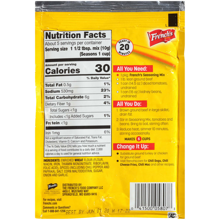 French's® Original Chili-O Seasoning Mix, 1.75 oz (6-Pack)