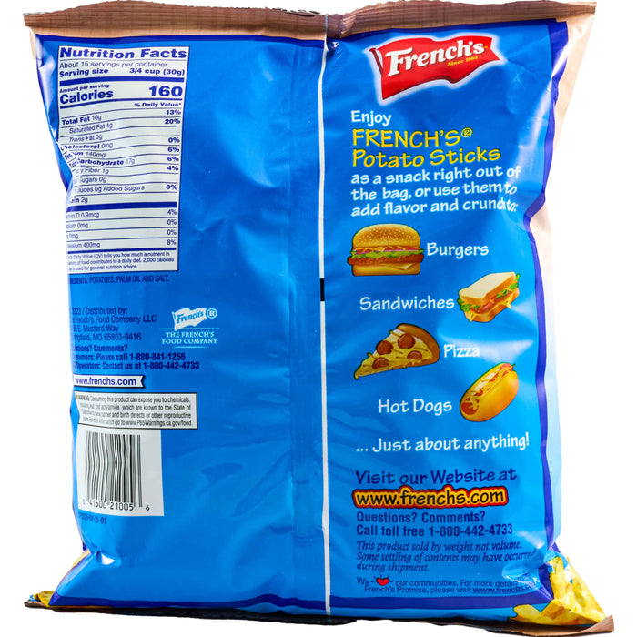 The back of a bag of Trendz potato snacks shows suggested pairings with burgers, sandwiches, pizza, and hot dogs.
