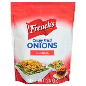 ["A bag of French's Crispy Fried Onions, Original flavor."]