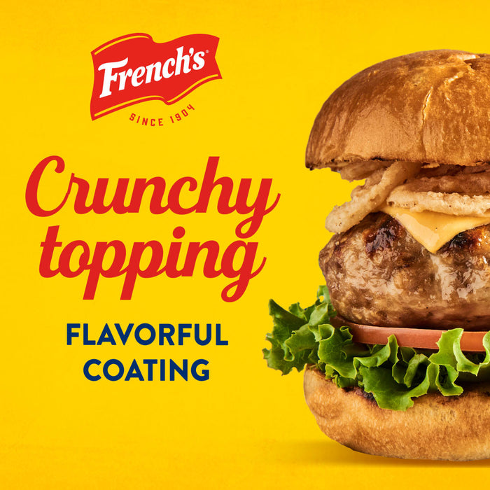 French's crunchy topping, a flavorful coating for your burger.
