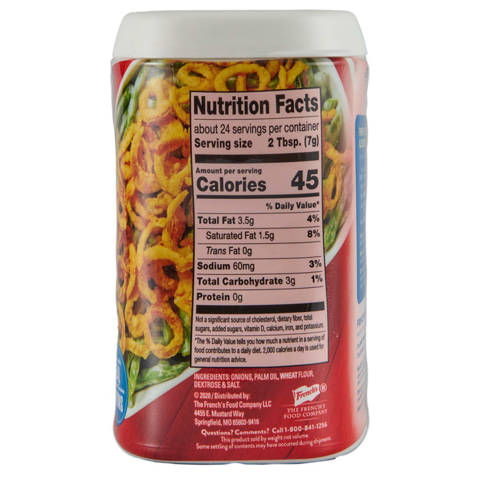 ["A nutrition facts label for French's Fried Onions."]