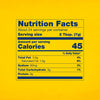 ['Nutrition facts label for a product with 45 calories per serving.']