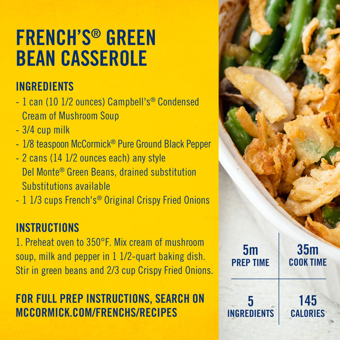 ["A recipe for French's Green Bean Casserole with ingredients and instructions."]