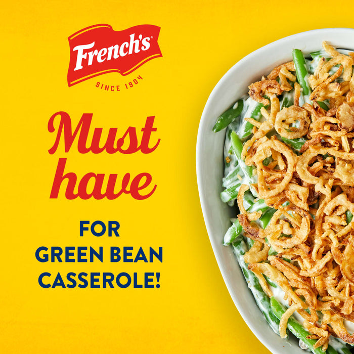 French's brand logo with the text 'Must have for Green Bean Casserole!' and a bowl of green bean casserole.