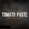 ['A grunge-style graphic with the text Made with thick tomato paste for extentibility.']