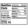 The nutrition facts label for Franks Red Hot Original Buffalo Wing Hot Sauce Red Hot 128 Oz, indicating that one serving contains 10 calories, 690mg of sodium, and 0g of fat.