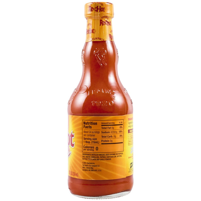 A bottle of Franks RedHot Original Buffalo Wing Sauce.