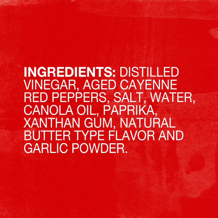 A red background with white text listing the ingredients for a product.
