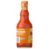 The back of a bottle of Franks Red Hot Buffalo Wing Hot Sauce Red Hot 12 Oz displays the brand's history and a recipe for Buffalo wings.
