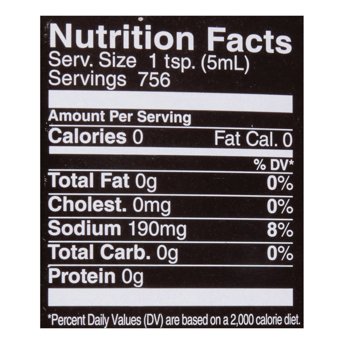 ['Nutrition facts label for a product with 0 calories per serving.']
