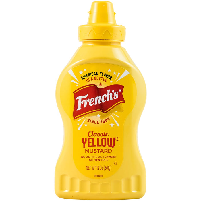 ["A bottle of French's Classic Yellow Mustard."]