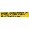 ['A yellow label with the ingredients for a mustard product.']
